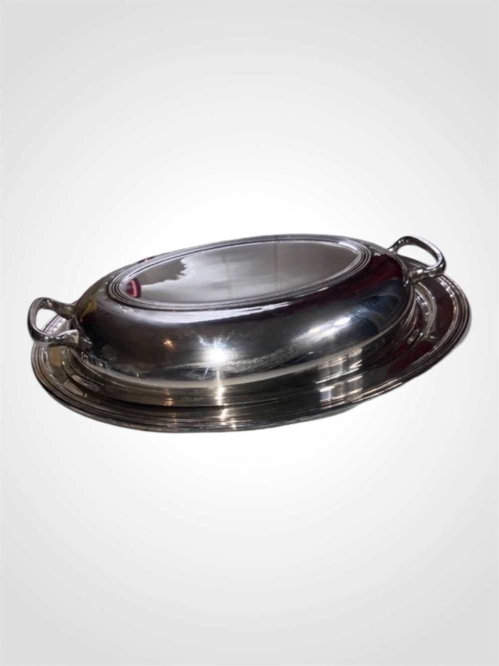 FB Rogers Silver Company Oval Serving Tray Glass Divider & Lid  11.5”